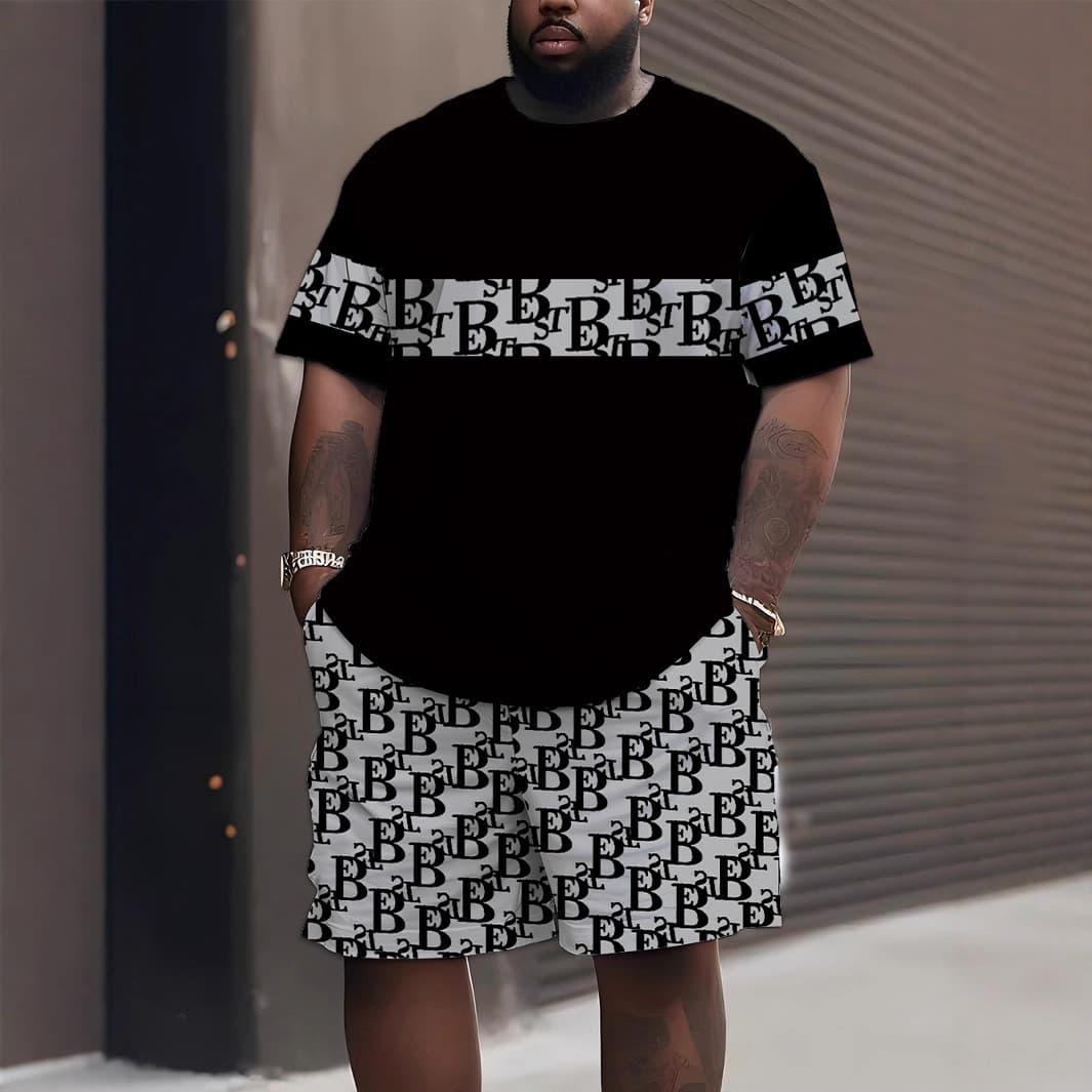 Summer Hot Style 3D Digital Print Casual High Street Short Sleeve Shorts Two-Piece Set