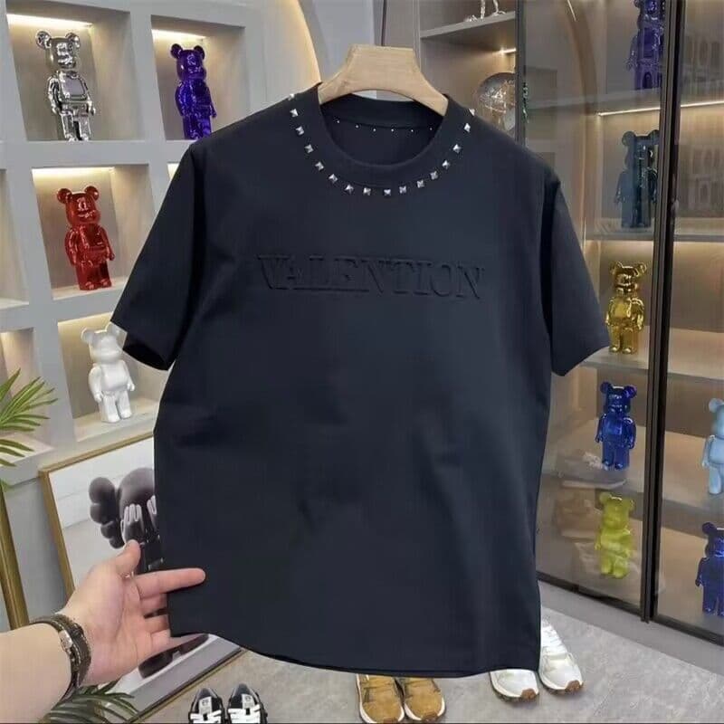 Temperament Short Sleeved T-shirt For Men, New Chinese Style, Full Diamond Light Luxury Men's Clothing, Summer Fashion,