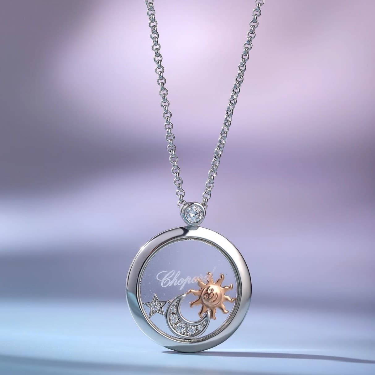 High-end Sun, Moon, Stars Happy Diamond Necklace Women - Minimalist, Elegant, Versatile Star And Moon Collarbone Chain
