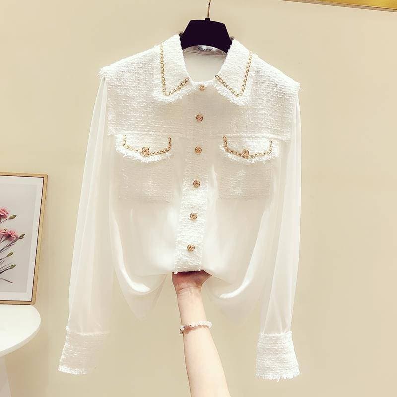 Women's Clothing all match French tops, fashionable shirts for women, spring and autumn new designs, niche tops