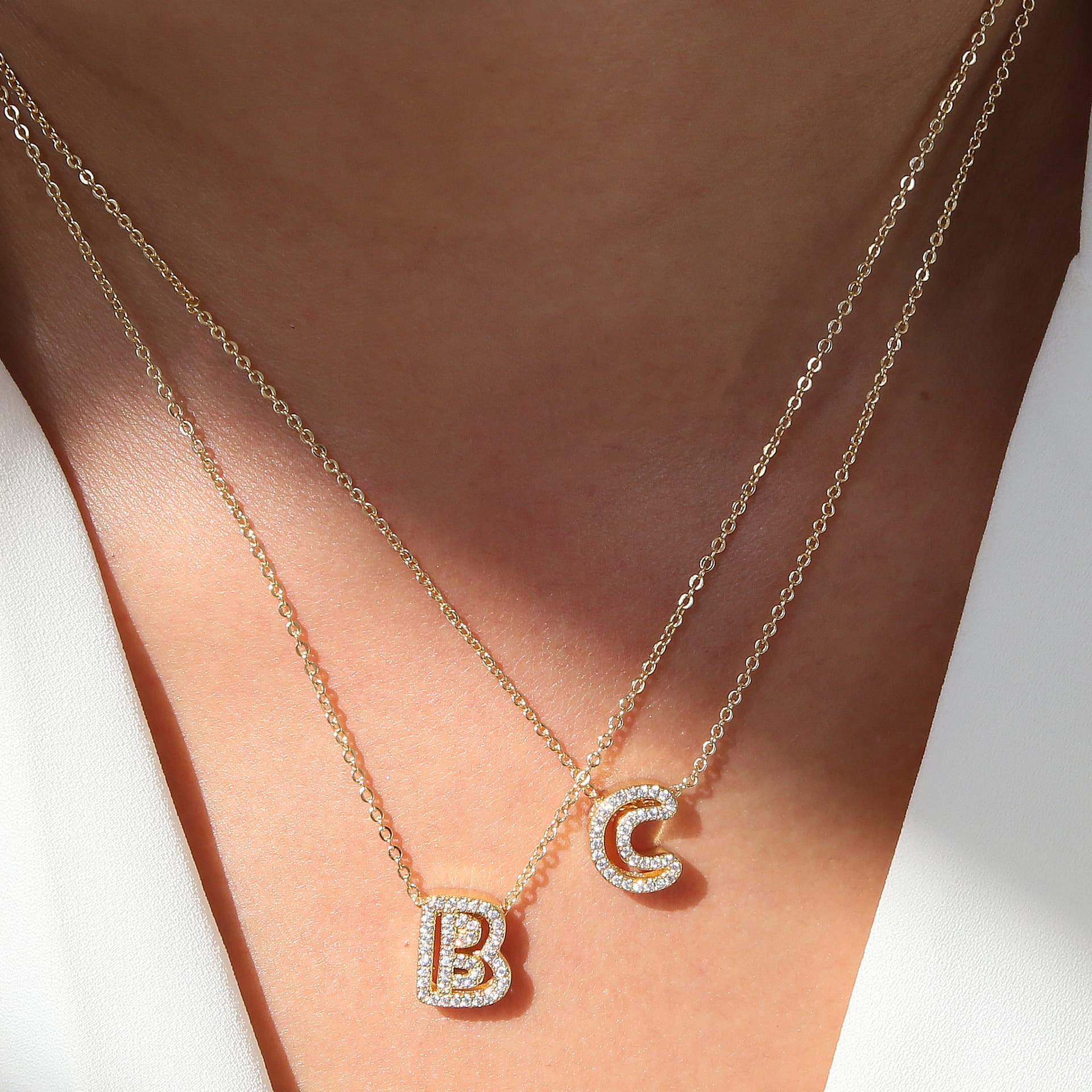 Women's Jewelry Brass Inlaid Zirconium 26 English Small Letters Pendant Necklace Niche Clavicle Chain