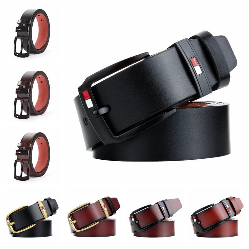VOOTHOST New Alloy Pin Buckle Men's Belt Casual Jeans Belt Male All-match Leather Formal Business Designer Waistband F0043