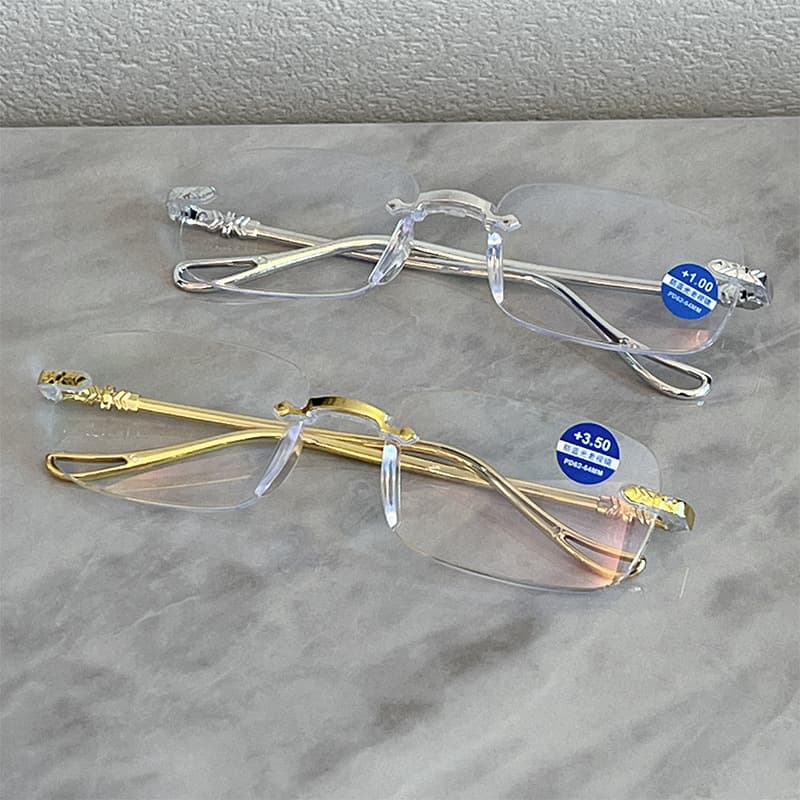 Frameless Diamond Cut Reading Glasses For Men Anti Blue Light Ultra Lightweight High Definition Anti Radiation