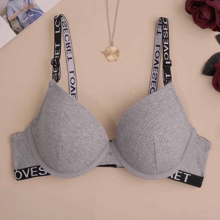 Black Cotton Mold Bra With Underwire Sexy Lingerie Fashion Adjustable New In Stock Letters