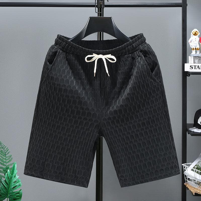 Men's Clothing Shorts High Elastic Slim Fit Shorts For Home Wear Four Point Large Pants Sports Jacquard Beach Pants