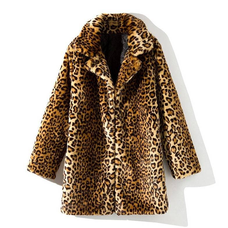 Luxury Faux Fur Leopard Print Coat – Mid-Length Blazer Style Coat For Women (S-XXXXL)