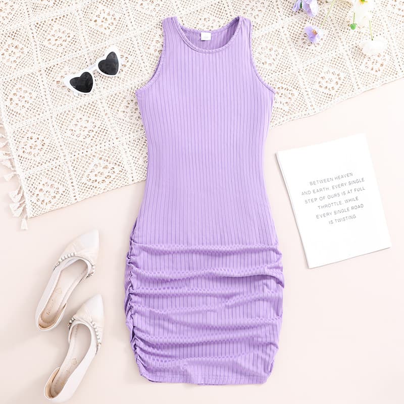 Mother&Kids Big children's dress summer sleeveless bag hip skirt children's dress