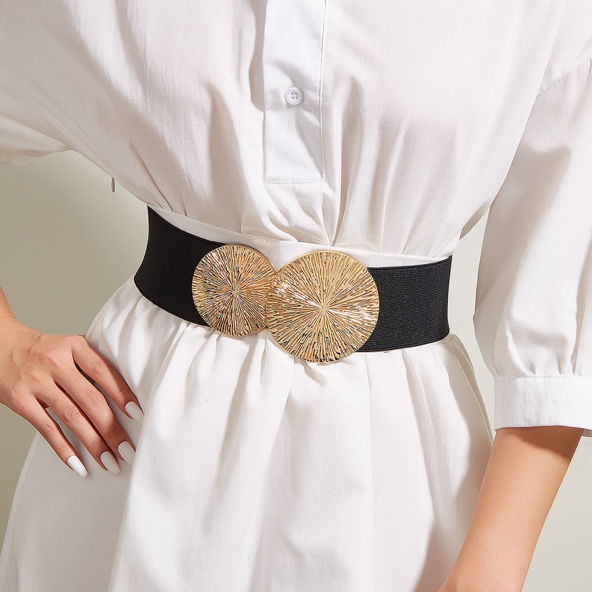 Trendy Brand European and American Style Belt Women's Decorative Coat Matching Dress Belt Tight Waist Suit Elastic Elastic Waist Cover Wide
