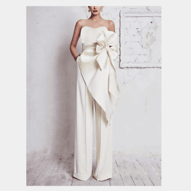 Women’s Clothing autumn new chest wrap belt lotus slim fit jumpsuit new model