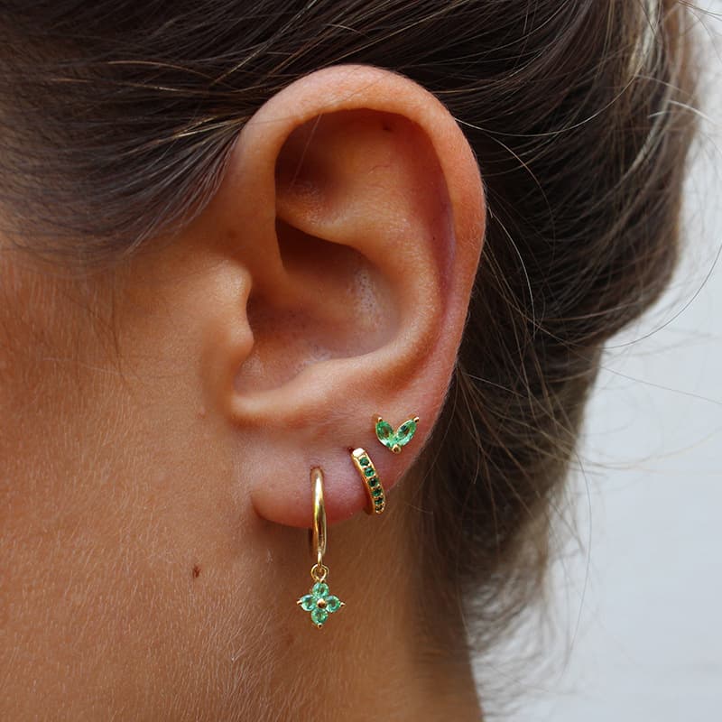Fashion ins personality diamond wear earrings ear clips four leaf clover set earrings female