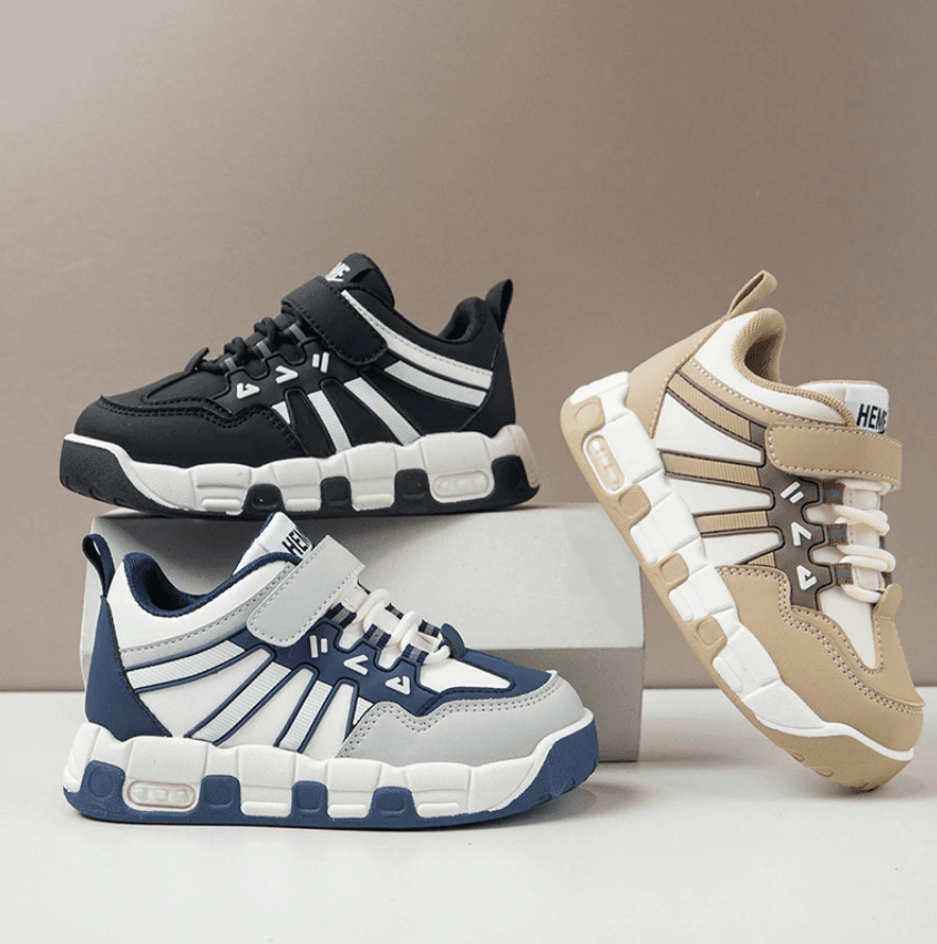 Mother & Kids Boys' Leather Athletic Shoes - Fashionable Korean-Style Running Sneakers For Kids, Breathable School Casual Shoes