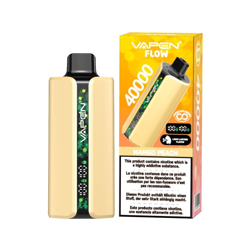 1 stylo vape jetable Vapen Flow 40 000 bouffées | Cigarette électronique fruitée 40 000 bouffées avec affichage numérique, vape longue durée