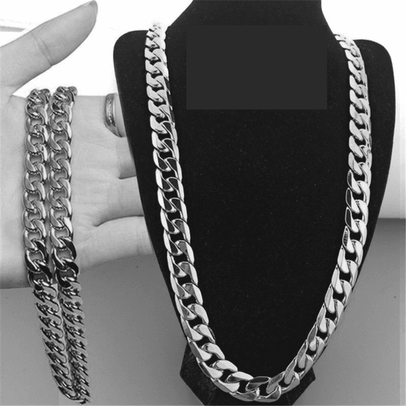 Men's Gold Plated Necklace – 6MM Sideways Link Chain (Hypoallergenic & Layering Friendly)