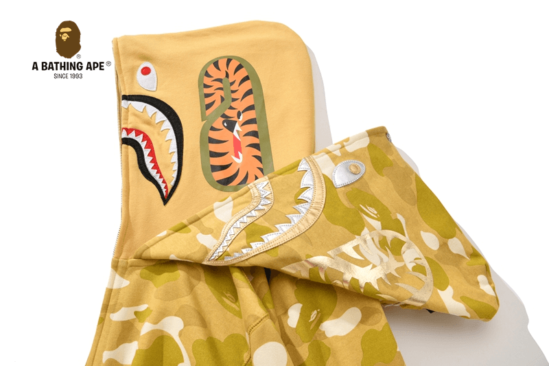A BATHING APE ABC CAMO High Quality Pure Cotton Version Wealthy Golden Shark Head Double Hat SHARK FULL ZIP HOODIE MENS AND WOMEN Starry Sky&Spots