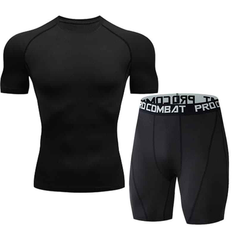 Men's Summer Activewear Set - Breathable Quick-Dry Workout T-Shirt & Shorts For Running, Cycling, Yoga, Gym Training