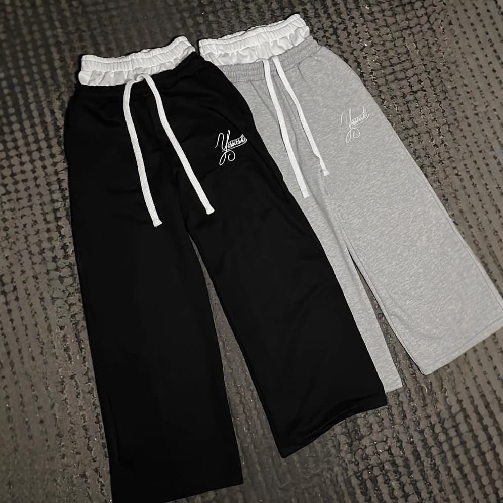 Men's Clothing 26 New Double Waist Gray Trendy Loose Hip-hop Wide-leg Sports Casual Pants