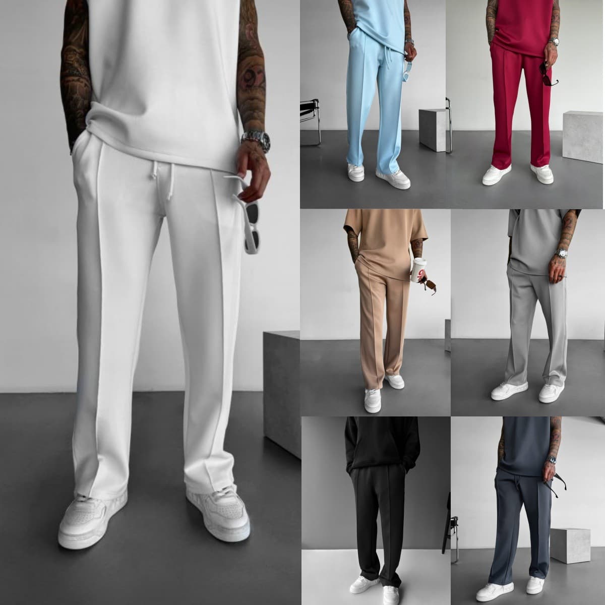 new pants men's four seasons loose straight sports casual trousers hot selling suit long