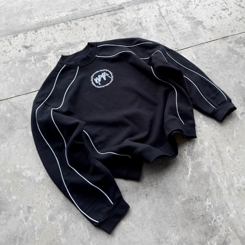 2026 New Environmentally Friendly Fabric Letter Embroidery Splicing Loose Casual Men's And Women's Long-sleeved Sweater
