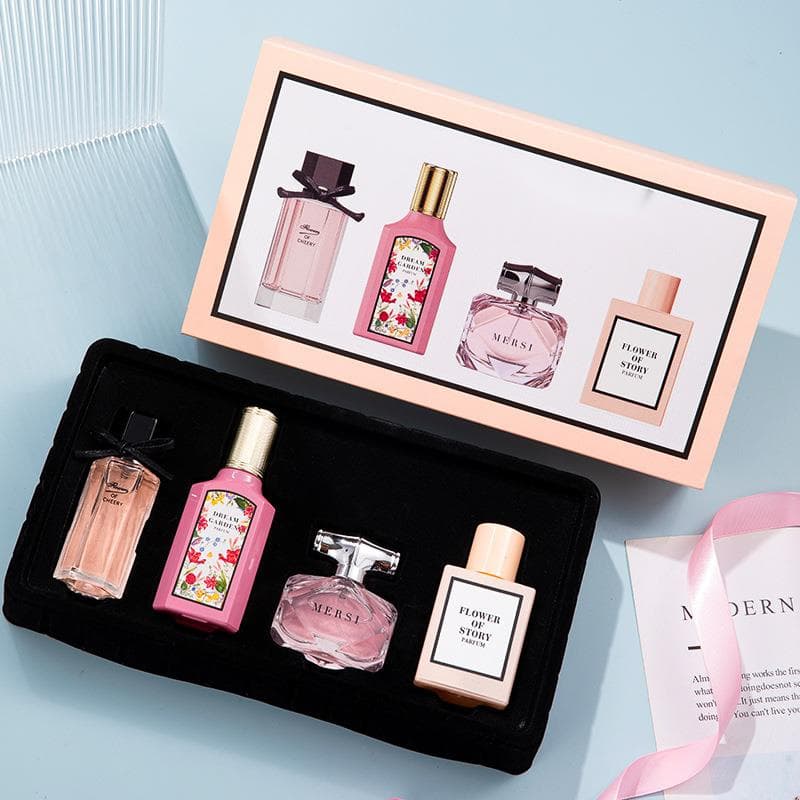 2023 New Product Hot Sale Perfume Women's Four Piece Set Floral Blossom Gift Box Fragrance Fresh and Lasting Fragrance