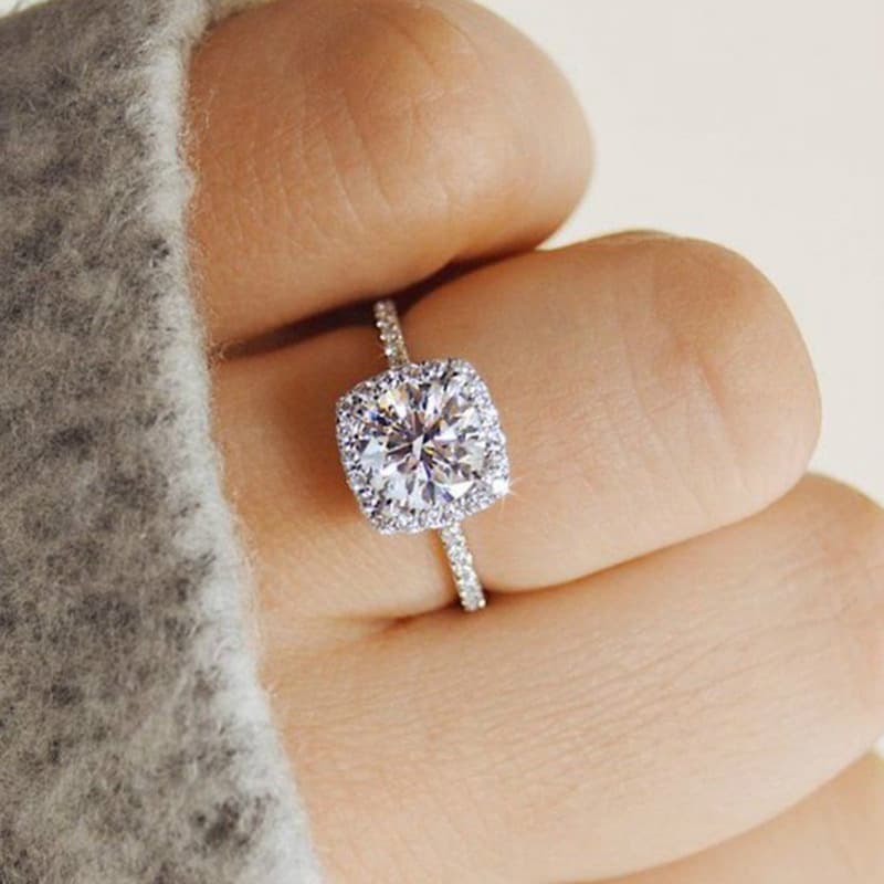 Unisex Jewelry Fashion Engagement Ring Explosive Diamond Zircon Ring