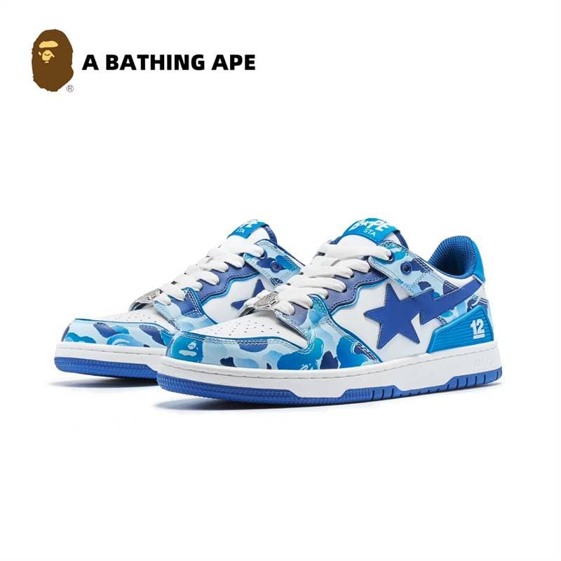 A BATHING-APE Bape-STA SK8 DUNK NO.93 Classic Low Help Flash Star Contrast Fashion Board Shoes Casual Skateboarding Shoes Unisex