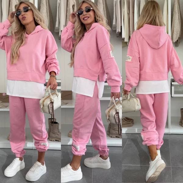 New Style Hooded Fashion Solid Color Casual Sports Suit For Women