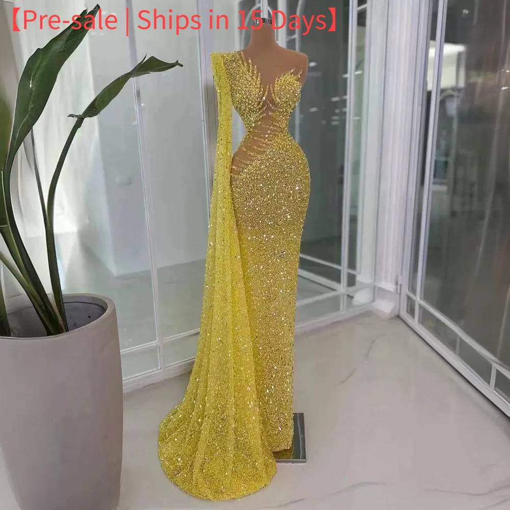 【Pre-sale | Ships In 15 Days】 Women's Clothing New Temperament Slim Fishtail Dress Evening Show Evening Dress