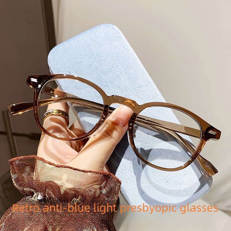 Unisex Fashionable Retro Small Round Frame Anti-blue Light Presbyopic Glasses For Women Fashionable Personalized Hd