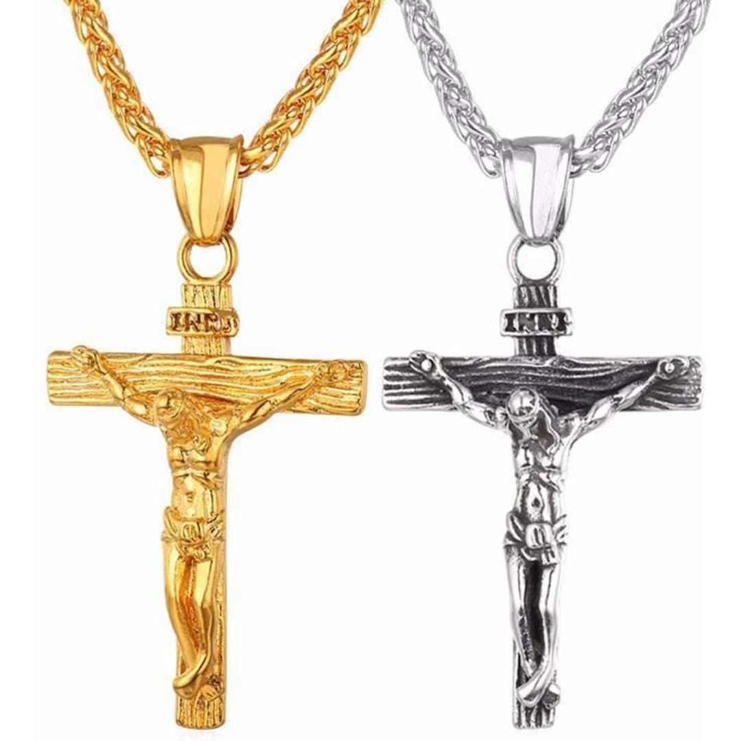 Fashion Men's Jesus Cross Necklace Cross Jewelry Gold Plated Pendant Classic Necklaces for Women Birthday Party Anniversary Gift