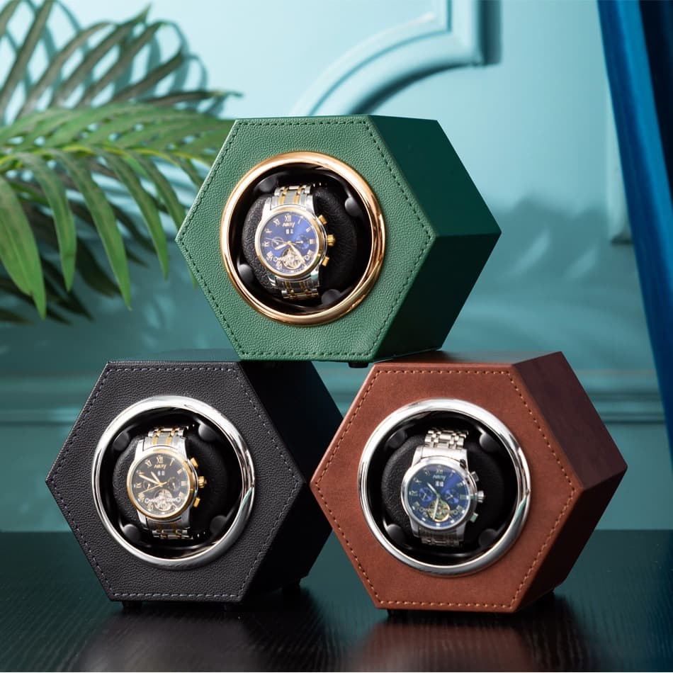 New hexagonal single head mini single watch box motor box two-speed adjustable watch shaker