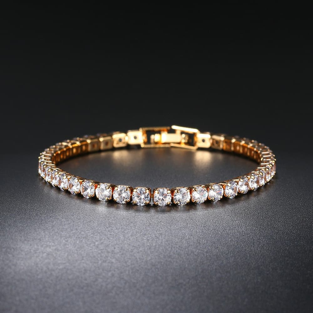 Zircon Bracelet single row 4mm Round full diamond tennis chain hip hop jewelry Tennis Bracelet