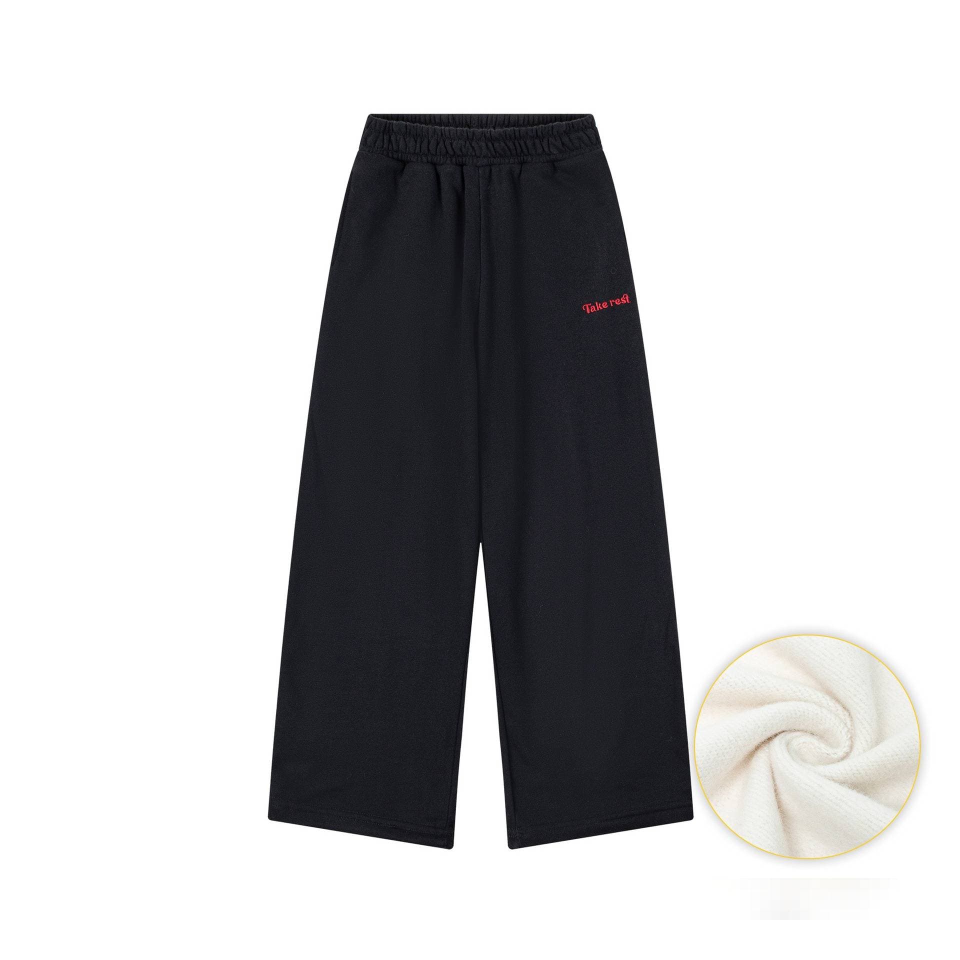 "Kids' Light Fleece Sweatpants – American Retro Style, Parent-Child Matching (Black/Gray, 130-180cm)"