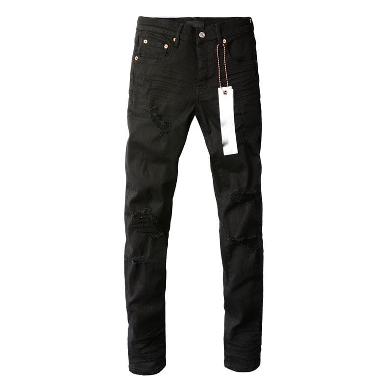 Jean déchiré violet de haute qualité pour homme, style streetwear