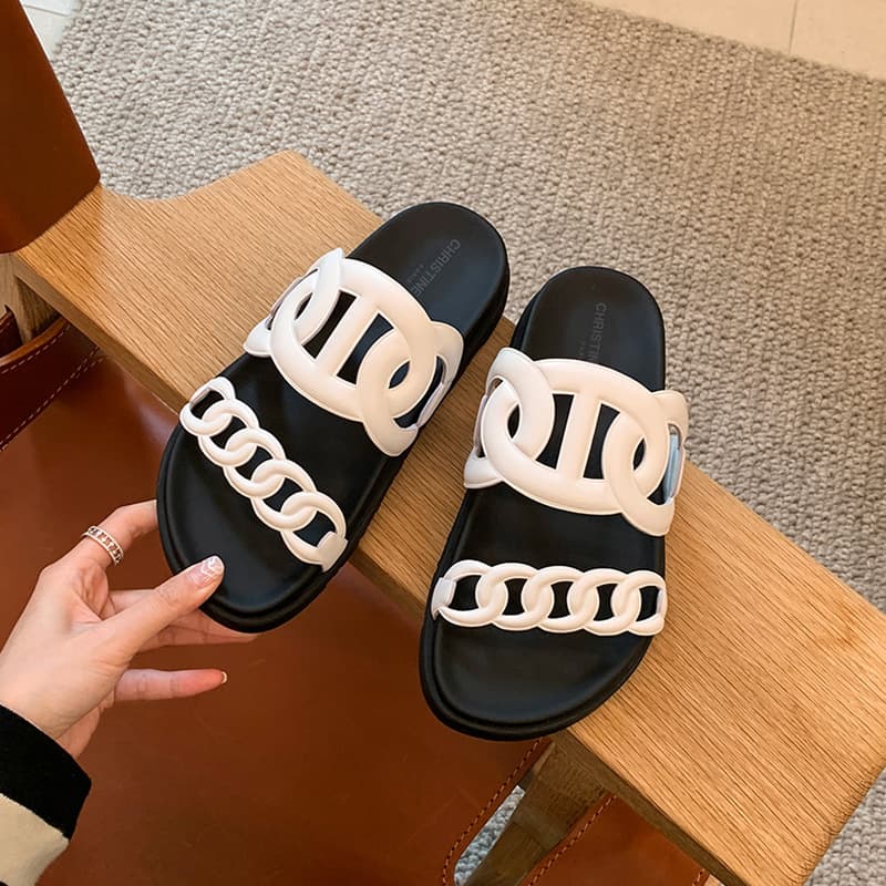 P Luji Niche Hollow Roman Slippers Women S Summer New Casual All Match Outerwear Pig Nose Beach Shoes