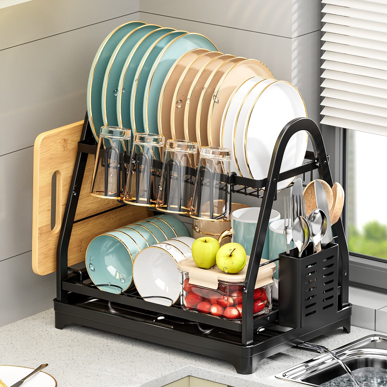 Bowl And Dish Storage Rack Kitchen Storage Rack Multi-Functional Bowl And Chopsticks Draining Rack Household Table Storage Rack