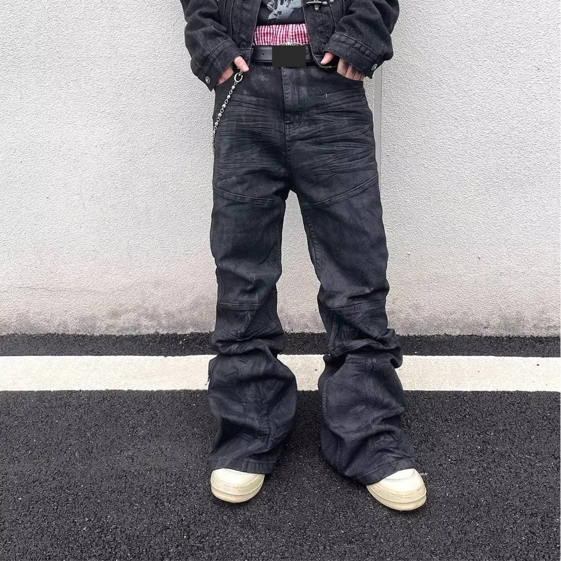 Vintage Washed Denim Pants– Distressed Short-Length With Metal Zipper (S-3XL) | 90s Grunge Revival For Street & Concert