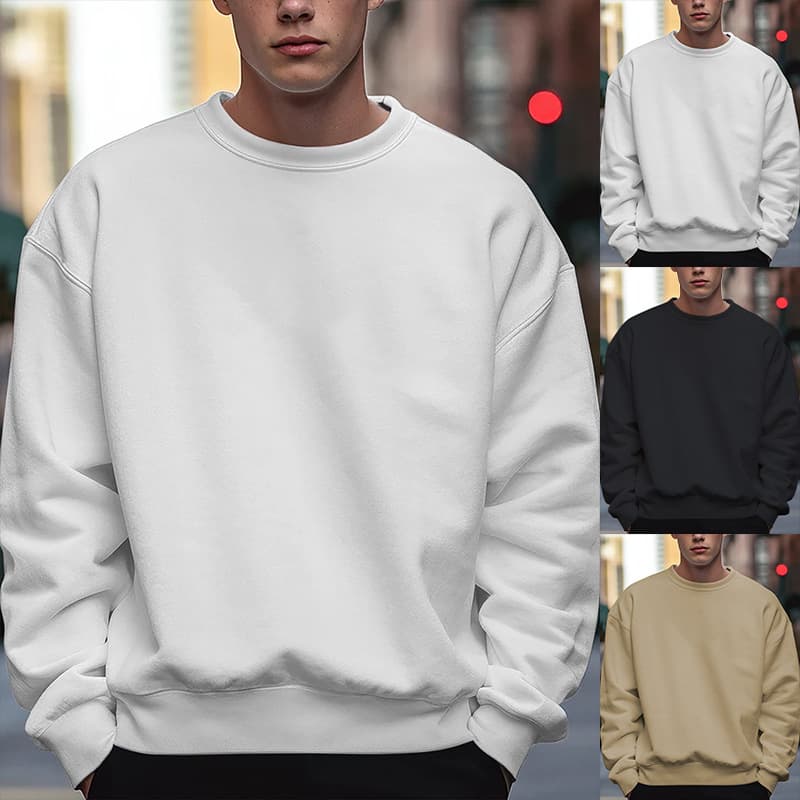 Men's Clothing Summer New Men's Round Neck Long Sleeve Casual Loose Sweater