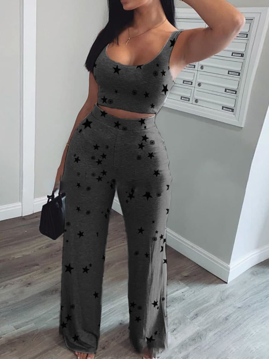 Women's Clothing Vest + Trousers Casual Sports Printed Sports And Leisure Suit