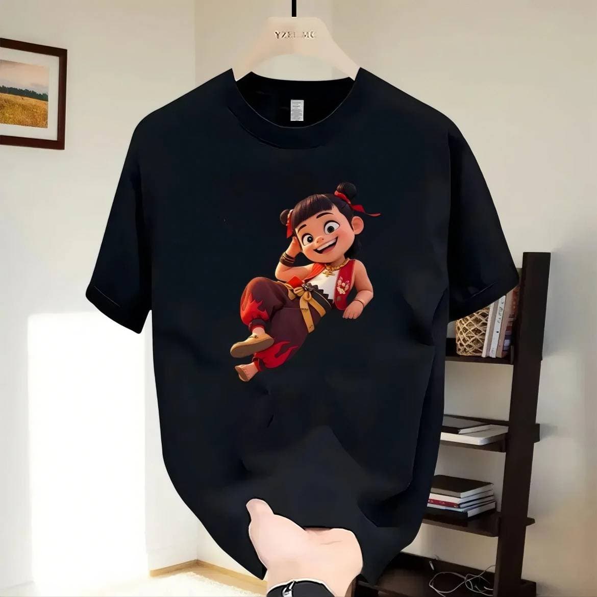 Nezha Graphic Summer Cotton TShirt Round Neck Pullover 100%Cotton