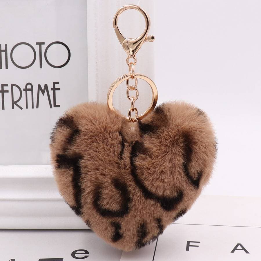 Leopard Heart Keychains Plush Keychain Pendant Bag Decoration Keyring Key Chains