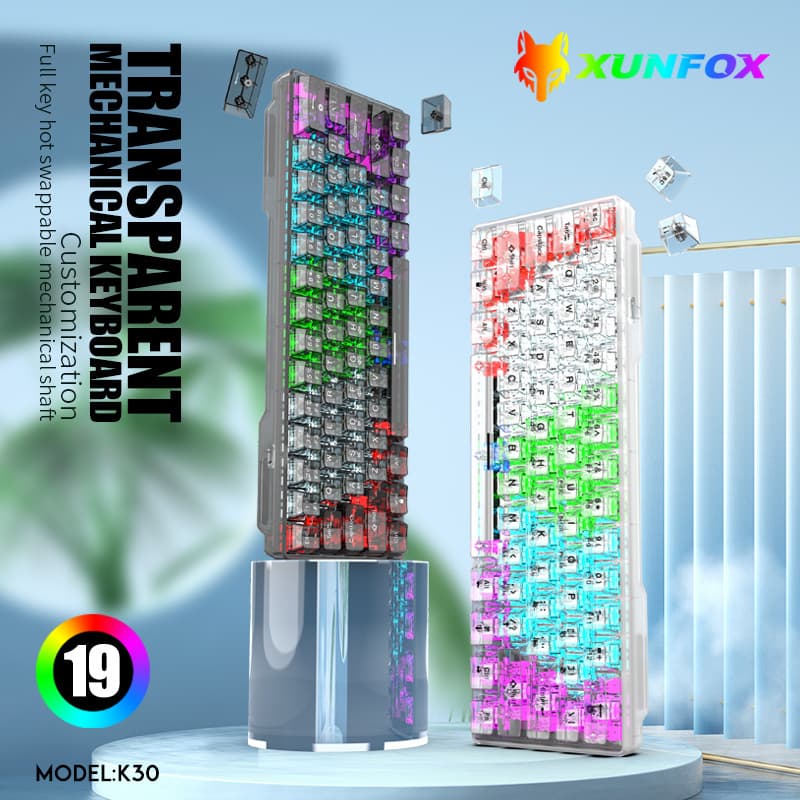 Arrivals K New Transparent Keycap Customized Hot swappable White Axis Wired Mechanical Keyboard Magic Co eycap eyboard