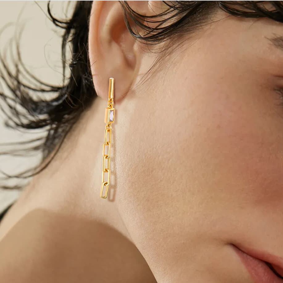 S925 sterling silver plated with 14K gold inlaid zircon tassel earrings high end light luxury long earrings for women
