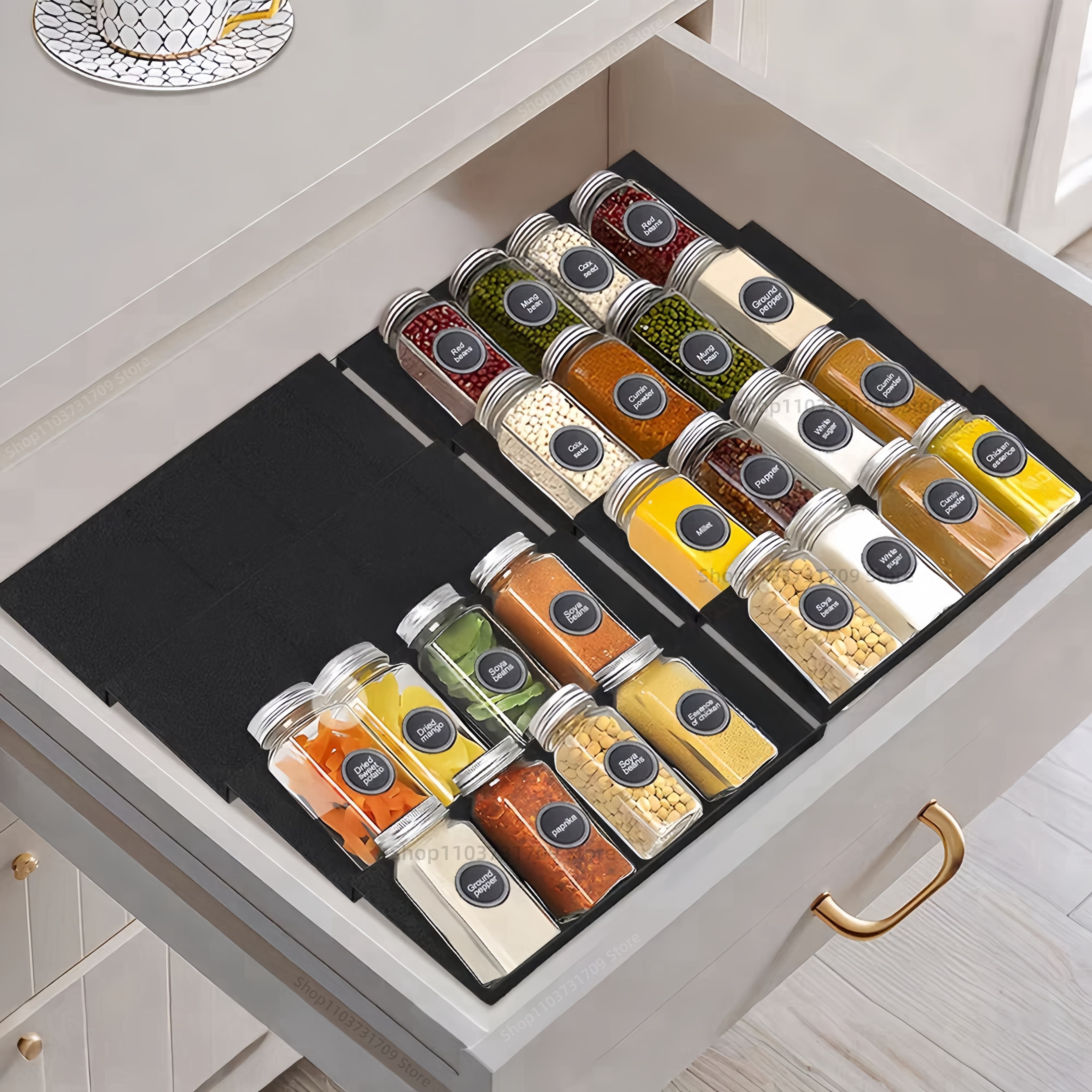 4-Tier Spice Shelf - Adjustable Cabinet Organizer Space Saving For Jars EU Kitchen Storage