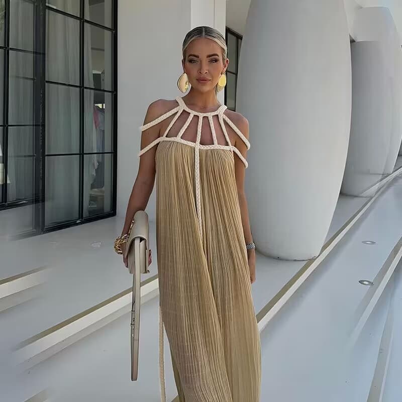 2026 Women's Clothing Rope Strapless Sexy Halterneck Loose Vacation Beach Skirt For Women