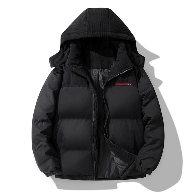 Men's Clothing Corduroy Cotton Coat Men's Winter Trend Loose Color Matching Cotton Coat Men's Silicone Letter Style