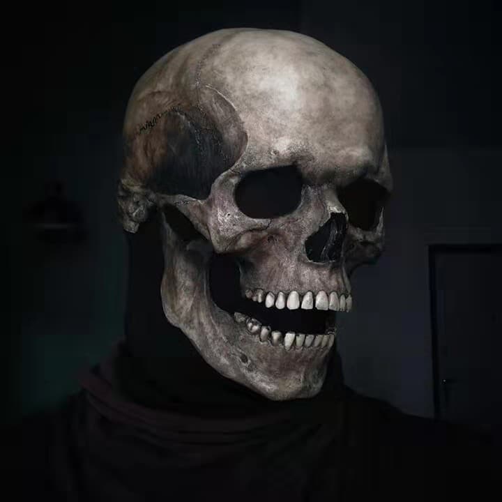 Halloween new style moving mouth skull mask head cover mouth movable skull full skull mask