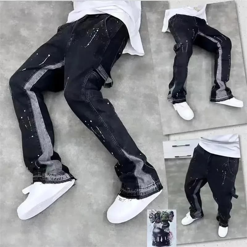 Trendy High Street Mens Jeans Loose Fit Straight Leg Casual Drag Trousers American Style Vintage Vibe Micro Flare 250222