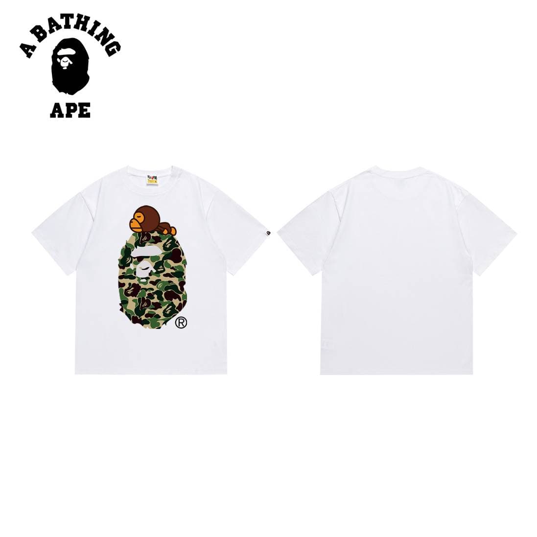 A BATHING APE BAPE-Camouflage Ape Head Logo Printed Short Sleeved T-shirt