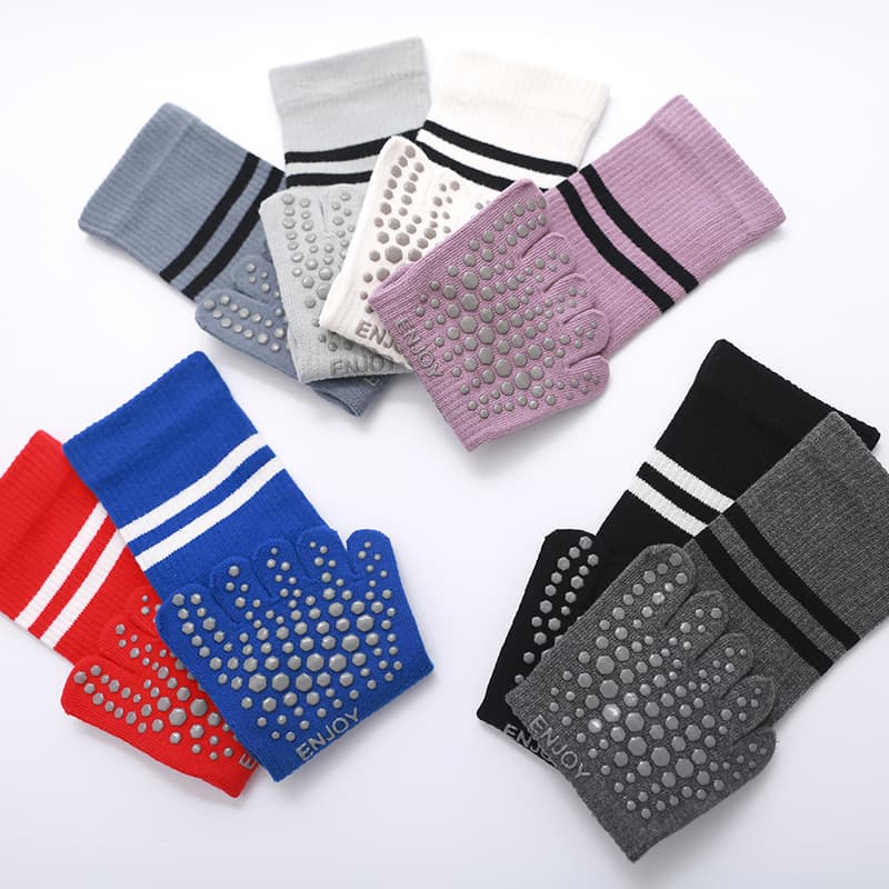 Premium Cotton Grip Toe Yoga Socks For Women & Men - Non-Slip Cushioned Sole, Breathable Mid-Calf Design For Pilates, Barre & Home Workouts