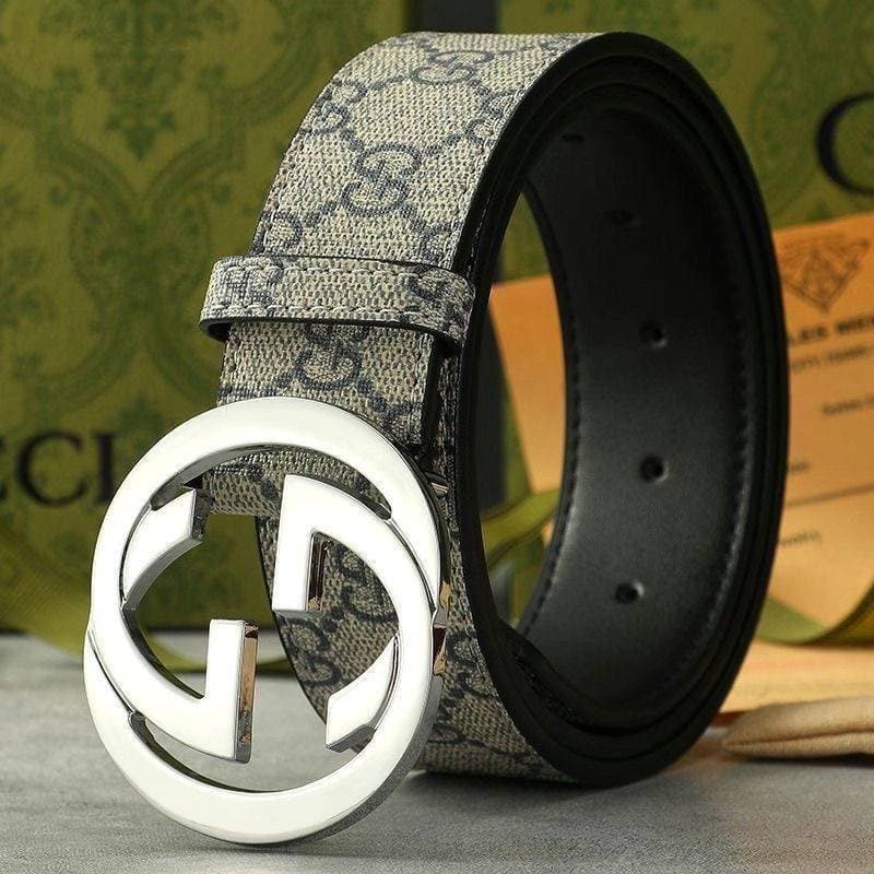 Ceinture en cuir à boucle double G classique pour homme, idéale pour les affaires et les déplacements, avec imprimé rétro et cuir de vachette r